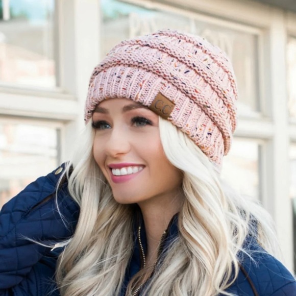 C.C Unisex Ribbed Confetti Knit Beanie - Soft Stretch Acrylic Winter Hat, Teal - View #8